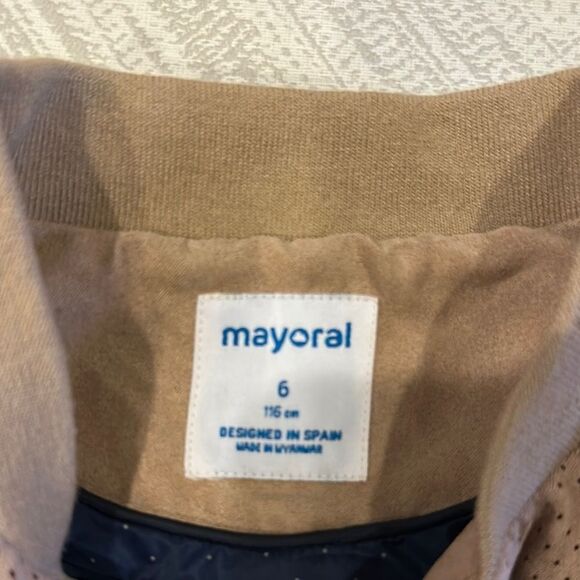 Mayoral Boys Tan Bomber Jacket with Perforated Design - Size 6 - Picture 6 of 8